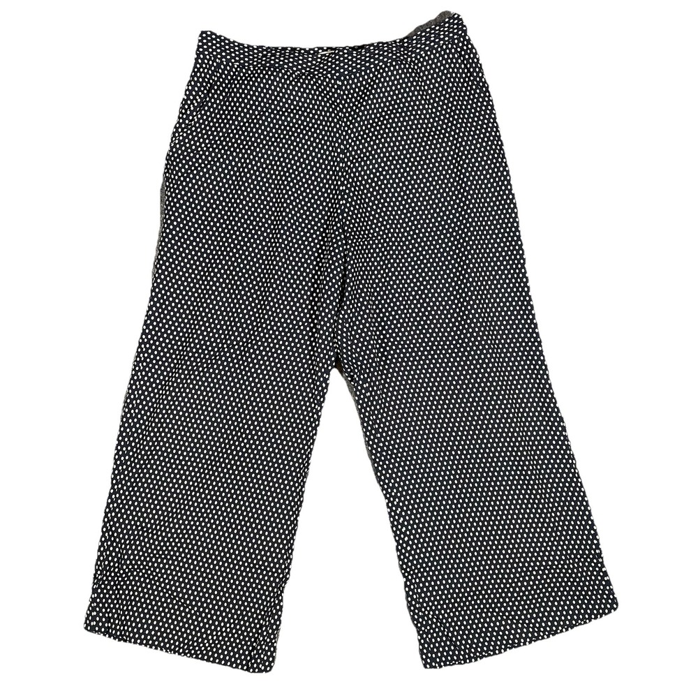 Hinge Wide Leg Women Navy Blue Polka Dot Professional Pants Size 1 Preppy